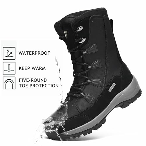 ROCKMARK Women's Waterproof Snow Boots Mid Calf Warm Winter Outdoor Footwear2