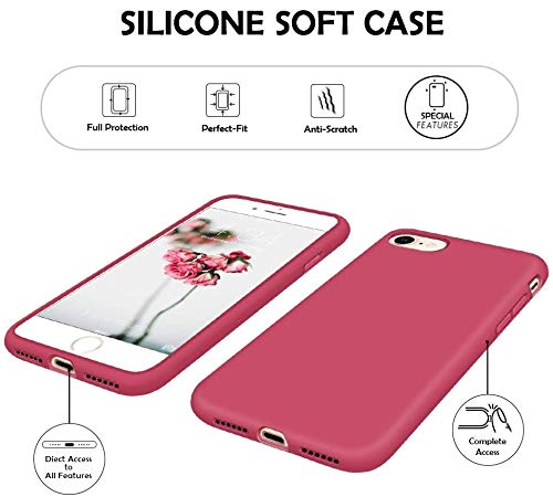 Image of VONZEE Microfiber Candy Case Compatible for iPhone 6 /6S Smooth Touch Cushion Liquid Soft Silicone Gel Rubber Phone Cases Full Body Protective Shockproof Back Cover|4.7 inch|Solid (Wine Red)