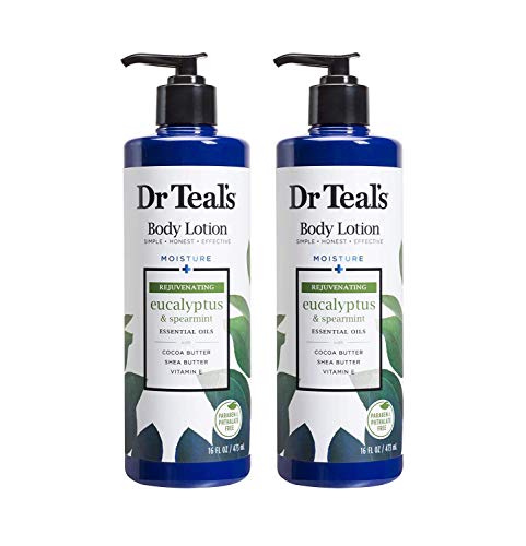 Dr Teal's Body Lotion Moisture & Rejuvenating Eucalyptus & Spearmint Essential Oils, 532Ml | Paraben & Phthalate Free Lotion With Cocoa Butter, Shea Butter & Vitamin E | Pack Of 1