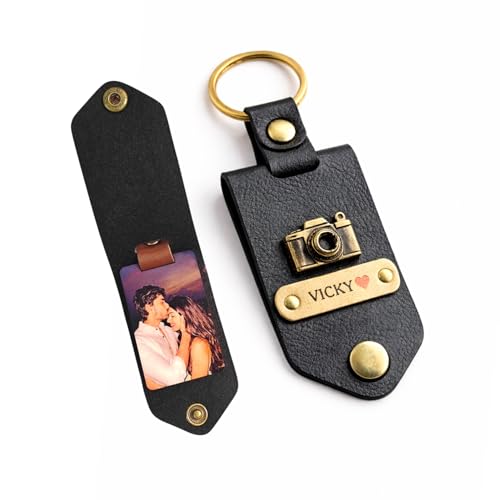 Image of Personalised Leather Keychain with Custom Name & Charm, Unisex, Modern Style, Customisable