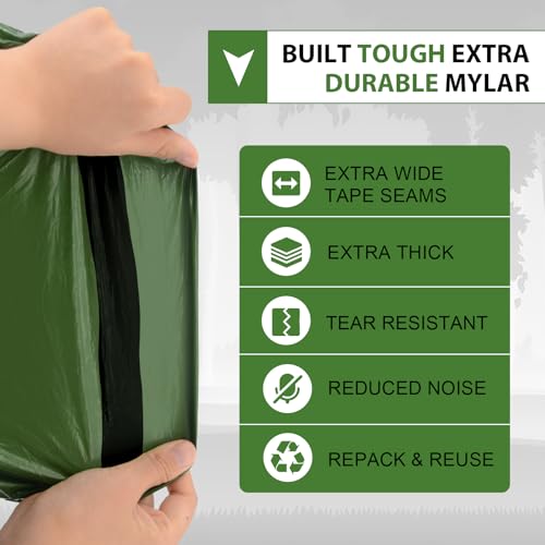 1-Pack Survival Life Tent - 1Person Mylar Shelter, Tube Tent with Paracord, All-Weather for Camping, Hiking, Survival Kits-Yellow - Image 5