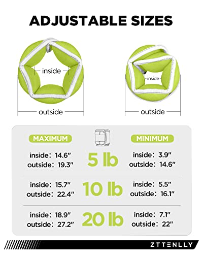 Image of Adjustable Ankle Weights for Women Men and Kids | 1 Pair 5 10 15 18 20 Lbs Leg Wrist Ankle Weight Straps for Yoga, Walking, Running, Aerobics, Gym, Dance, Pilates, Cardio