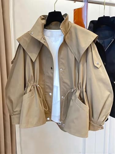 Women Solid Jackets Coat With Pocket Button Casual Coat Long Sleeve Zipper Drawstring Outwear2