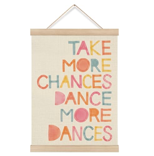 KRHFG Colorful Inspirational Wall Art Poster Framed, Take More Chances Dance More Dances Positive...