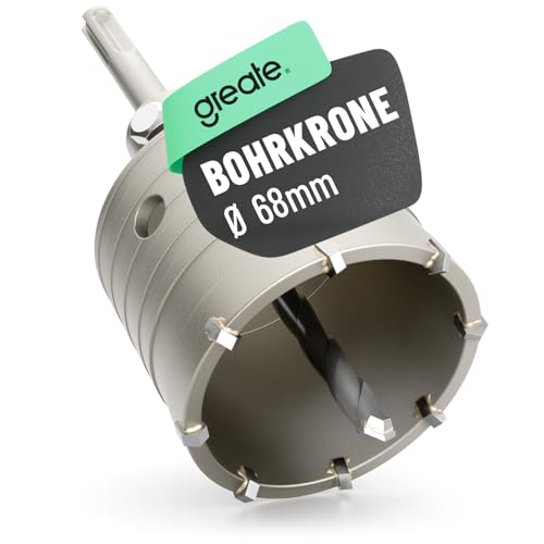 greate Couronne 68 mm SDS Plus avec foret de centrage - Scie cloche 68 mm pour maçonnerie, béton, brique & pierre - Foret pour prises, fraise à boîtes,...