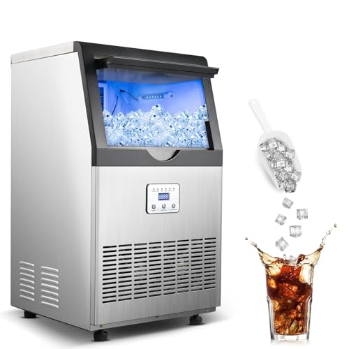 Zomagas 90LBS/24H Commercial Ice Maker Machine, Undercounter or Freestanding Stainless Steel Ice...