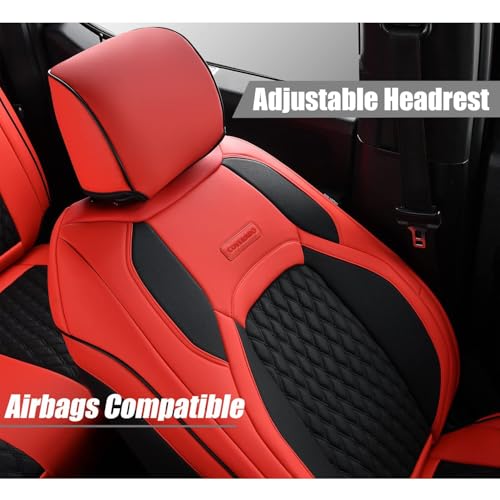 Image of Coverado Seat Covers 4 Door Full Set for Jeep Wrangler, Waterproof Car Seat Covers for Truck Automotive Seat Covers Custom Fit for 2013-2017 Jeep Wrangler JK Seat Covers for Cars(Red)