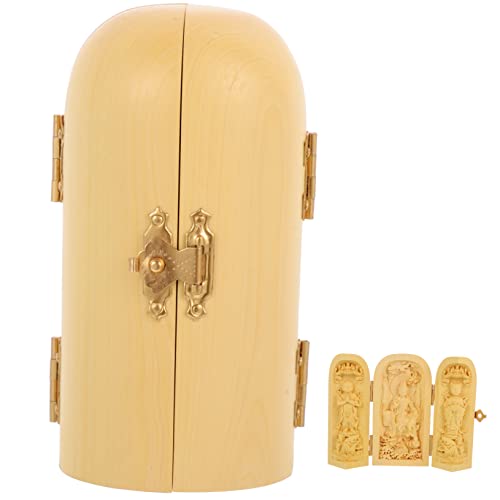 Amosfun Statua Del Buddha in Legno - Figura Del Buddha Decorazione Per La Meditazione Ufficio Soggiorno Camera Da Letto