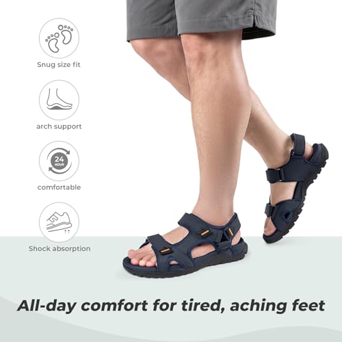 Image of FitVille Wide Sandals for Men With Arch Support Orthopedic Comfortable Summer Men's Wide Sandals for Plantar Fasciitis & Swollen Feet Breathable Outdoor Recovery Athletic Walking Sandal for Man