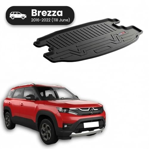 Image of 3D TPE Car Boot Mat for Brezza (2016-2022 Jun) Custom Fit, Heavy Duty & Anti-Slip Brezza Boot Mat | All Weather Resistant, Waterproof & Dustproof Trunk Liner, Car Dicky Mat