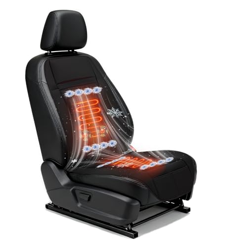 VLFLG Belüfteter Autositzbezug für Kühlung und Massage, 3-in-1, 12 V, universelles Vordersitzkissen mit 3-Temp-Modi für alle Jahreszeiten, passend für Auto, SUV, LKW (Warm- und Kühlung und Massage-1)