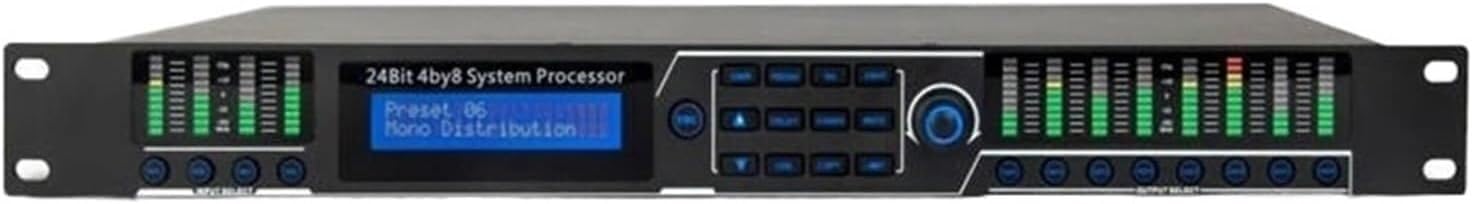 LNNW Ecualizadores Gráficos Ecualizador de Audio for DJ, 24 bits, 4 x 8, procesador DSP de 4 entradas y 8 Salidas, Sistema de Audio for Estudio de grabación.