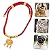 BESPORTBLE Adjustable Red Rope Pet Collar with Prosperity Lock and Gold Beads for Cats and Small Dogs Handmade Festive Jewelry Necklace for Holiday Protection and Comfort
