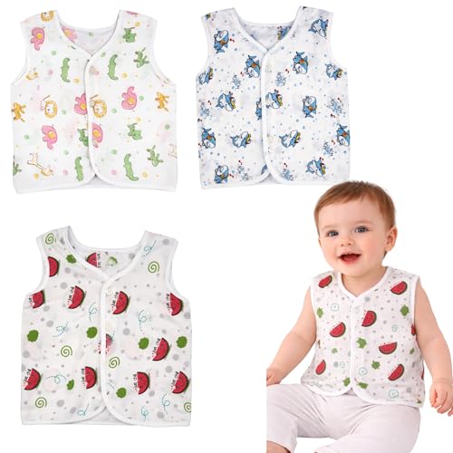 Image of little PANDA Muslin Cotton Baby Jabla | Soft Breathable Newborn Jhabla for Baby 0-3 & 3-6 Months | Organic Cotton Sleeveless Front Open Vest for Boys & Girls