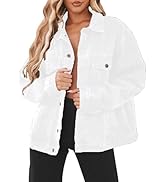 Jean Jacket for Women Distressed Long Sleeve Oversized Denim Trucker Jackets Coat