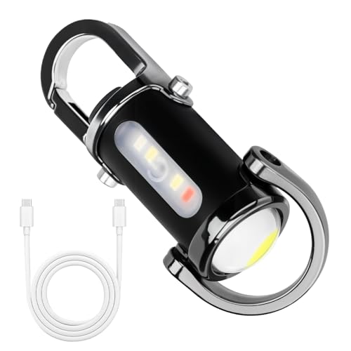 DuZhiLixon 1200LM Super Mini Bright Led Flashlights USB Waterproof Keychain Flashlight USB Rechargeable for Rescue Camping (Silver Black)