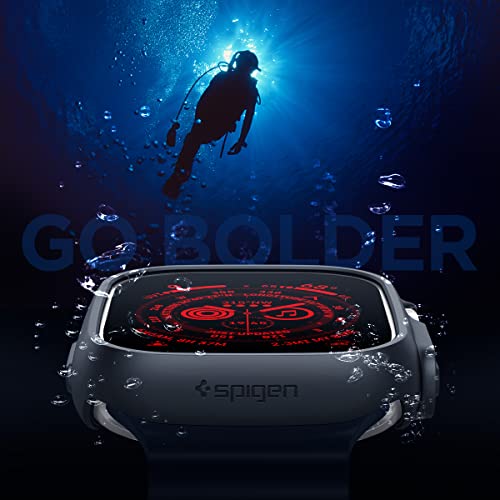 Spigen for Apple Watch Ultra 3/2/1 Case, Thin Fit 49mm Lightweight Shockproof Bumper Scratch-Resistant Hard PC Cover Accessories - Black