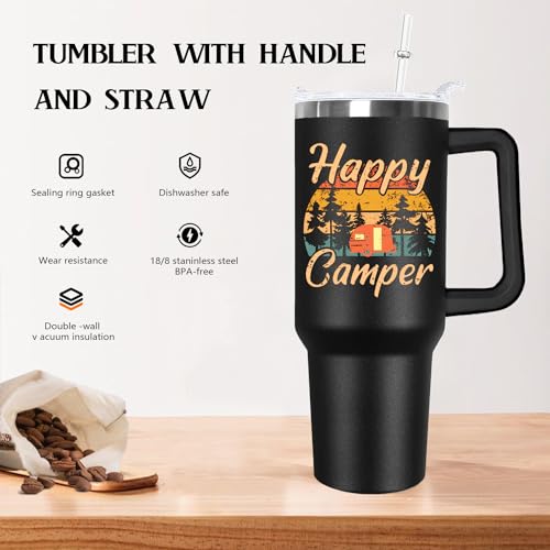 Noetuxi 40 oz Camping Coffee Mug Cup Vacuum Insulated Travel Tumbler with Handle Lid and Straw,Rv Camping Essentials Accessories - Image 4
