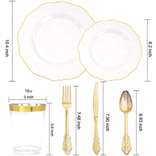 Wdf 30Guest Clear Plastic Plates With Gold Rim-36Pack Gold Plastic Champagne Flutes #TOP5