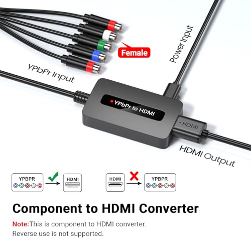 Convertidor YPbPr a HDMI que conecta cables de componente macho a pantallas modernas 1080P 2