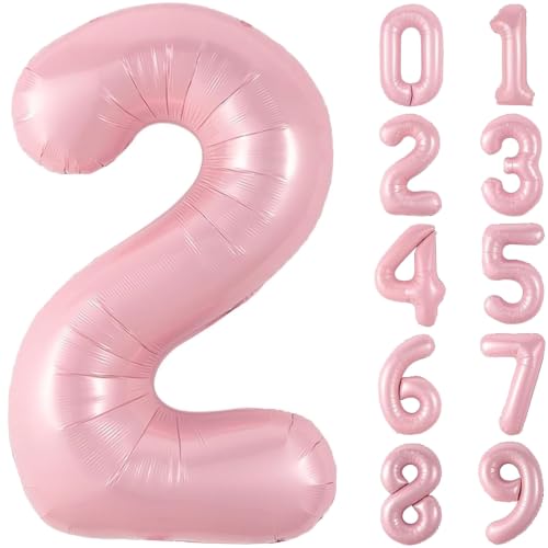 Image of Number Balloons Pink Party Balloon - Giant Number 2 Balloon, 40 Inch Large Balloon, Birthday Decorations for Women, Birthday Balloon for Anniversary Baby Shower Princess Party Decorations