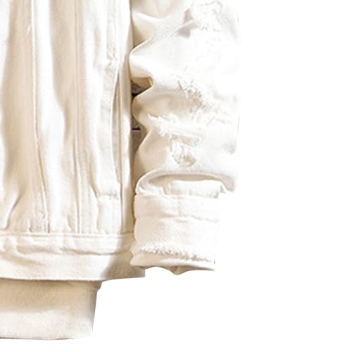 Veste jean slim classique à fourche ouverte et boutons effet usé rock - 5