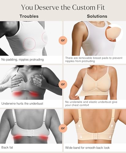 Popilush Bralettes for Women with Support Full Coverage Comfort Wireless Bras Push Up Seamless Bra with Removable Pads2