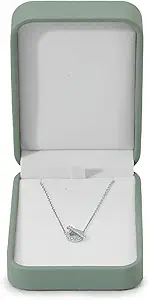 Velvet Necklace Box Necklace Gift Box Velvet Interior Pendant Case Long Chain Display Storage Case for Wedding Birthday Mother's Day Gifts (Green)