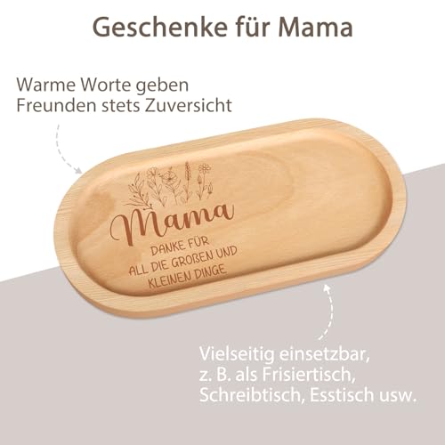 Anruzon Geschenke für Mama, Geburtstagsgeschenk für Mama, Badezimmertablett, Schminktisch Tablett, Mama Geschenk von Tochter Sohn, Holz Deko, Muttertag
