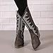 HINDOLA Women's Western Cowboy Rhinestone Embroidered Mid Calf Boots Block Heel Fashion Retro Classic Wide Calf Cowgirl Boots