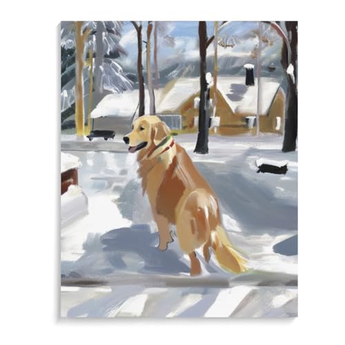 Paint by Numbers Golden Retriever Dog DIY Acrylic Painting Kit with Brushes Pigment Oil Painting Artwork Adults Beginners Wall Decor 16x20inch(40x50cm) Frameless