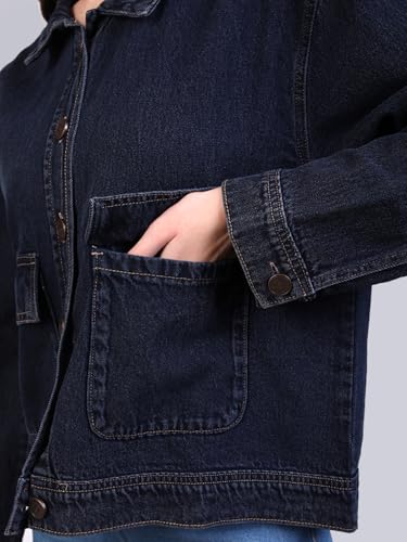 Image of Urbano Fashion Women's Relaxed Fit Full Sleeve Utility Denim Jacket