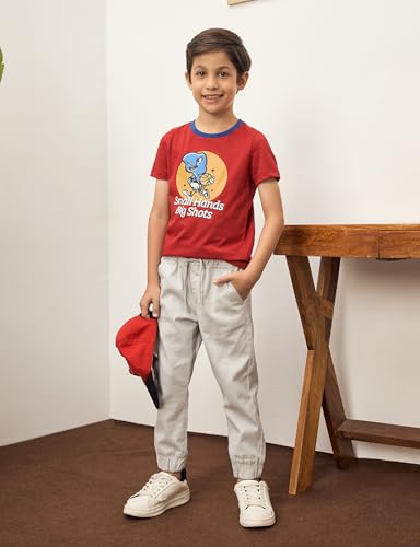 Image of Amazon Brand - Symbol Boy's Cotton Strechable Jogger | Elasticated Waistband and Cuff | Age 2-14 Years