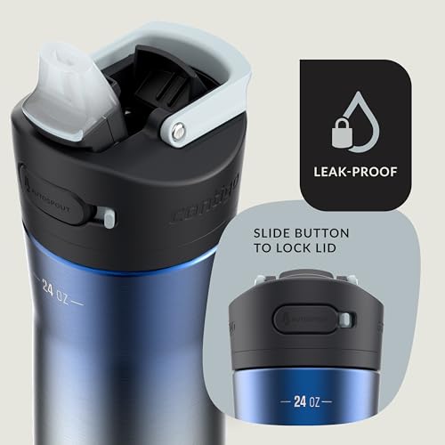 Image of Contigo Ashland Chill 2.0 Stainless Steel Water Bottle with AUTOSPOUT Lid, 24 oz, Licorice Ombre