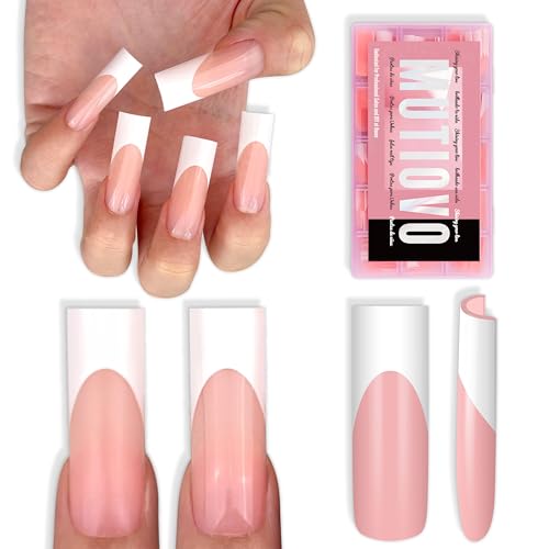Faux ongles longs carrés rose layette à couverture complète, capsules à presser 180 pièces