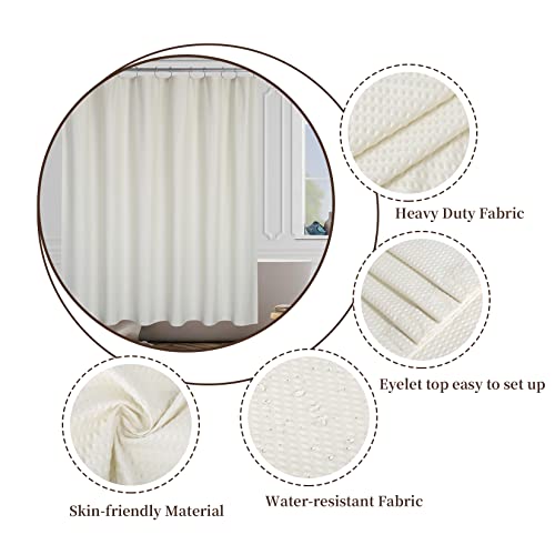 IDEALHOUSE Shower Curtain, Microfiber Fabric Shower Curtain, Soft Polyester Bathroom Curtain, Embossed Dot Shower Curtain with Buttonholes, Weighted Hem Fabric Shower Curtain, 72 x 72 Inch Cream by IDEALHOUSE - Image 4