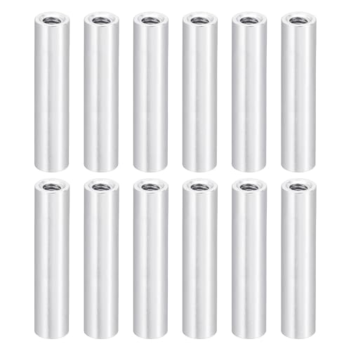 PATIKIL M3 Aluminium Abstandshalter, 12 Stück Metall Abstandsbolzen Hülsenmutter 3mm ID x 5mm OD x 25mm L Gewindeabstandshalter Schraubenabstandhalter Rund für RC Auto, Silber