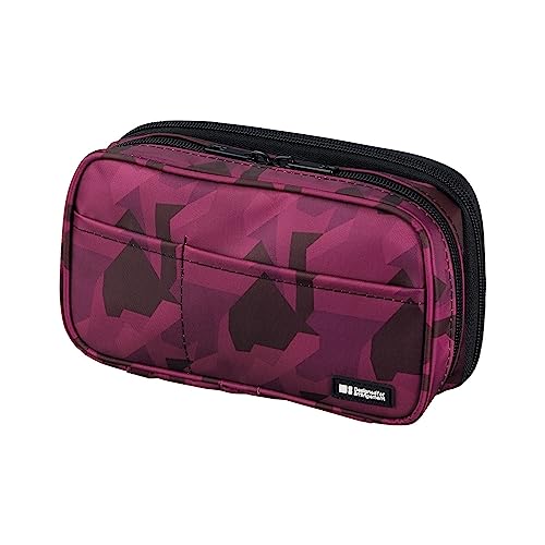 Image of LIHIT LAB Large Capacity Double Zipper Pencil Case For School Office College, Big Capacity 6 Compartments Pencil Bag Holder Adults Teen Boys Girls, Travel Cosmetics Storage, Maroon Camo(A7555-133)