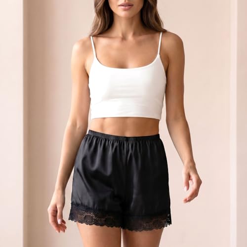 Image of MANCYFIT Satin Bloomers for Women, Lace Hem Slip Shorts
