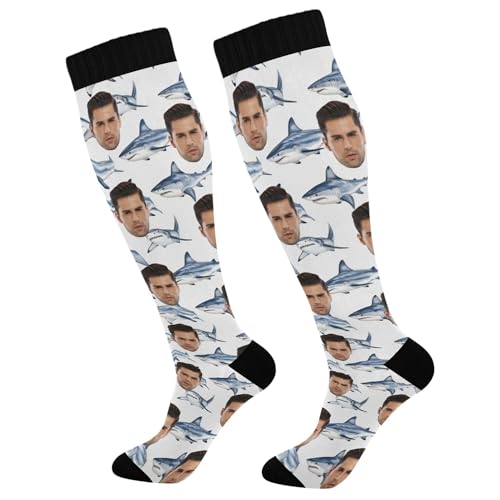 Caihoyu Calcetines de compresión personalizados para mujer, soporte graduado para enfermeras, atletismo, viajes y vuelo, multicolor (Multicolor01), talla única