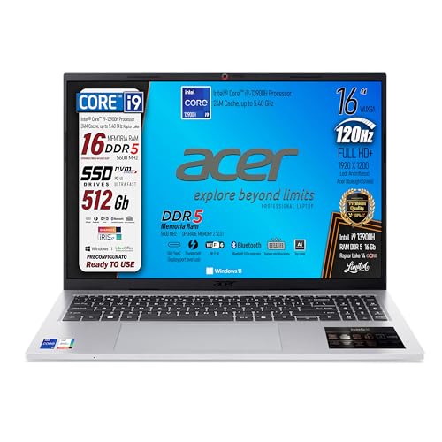 💻🔝 Caratteristiche principali: CPU Intel Core i9-13900H Processor 24M Cache, up to 5.40 GHz,14Core, I controlli di sistema consentono di gestire in modo semplice i carichi di lavoro intensi per un multitasking di altissimo livello. Spazio di archiviazione SSD PCIe NVMe da 512 gb, Memoria ad archiviazione ultraveloce. RAM16 Gb DDR5 5600 MHz DDR5 per supportare velocità di dati elevatissime a una latenza inferiore. Versione limited edition Gray