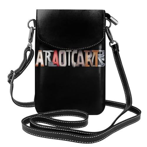 Sac pour téléphone portable en cuir imprimé de lettres anglaises cool avec bandoulière fine