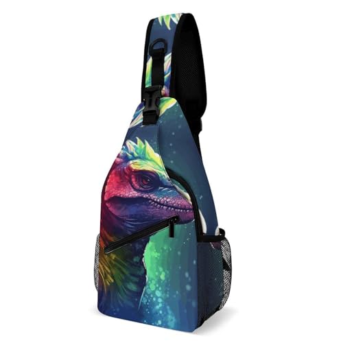 Bolso bandolera colorido con diseño de dinosaurio