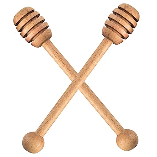 Cabilock Multi-function Stirring Stick Set 2pcs Wooden Mix Honey Syrup and Jam for Baker Chef and Beekeeper