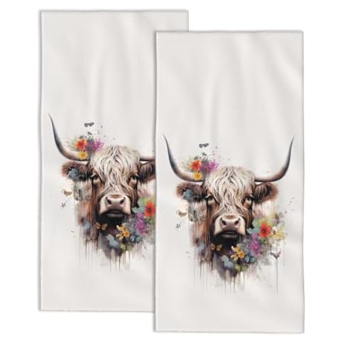 Snowmolle Highland Cow Hand Towel Set Cover