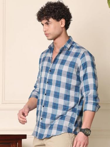 Image of NoseQueen Men's Checked Cotton Shirt | Full Sleeve Regular Fit Casual Shirt for Men | Soft Breathable Checkered Shirt