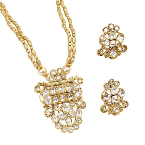 Image of Rubans Necklace Set Gold Plated Traditional Jewellery Gift for Women & Girls
