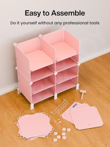 Image of BOXJOY 12 Shelf Plastic Kids Wardrobe with 6 Doors, Sticker Sheet & Holder