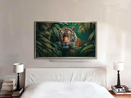 Toile tigre abstrait pour une ambiance nature verdoyante dans la chambre