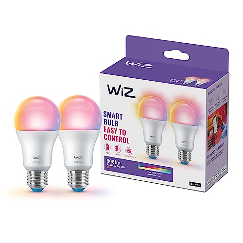 WiZ Lampadina Smart WiFi Goccia Smerigliata, 60W, E27, 2 Pezzi, Tecnologia SpaceSense, Controllo Vocale, Luce Bianca o Colorata, Dimmerabile